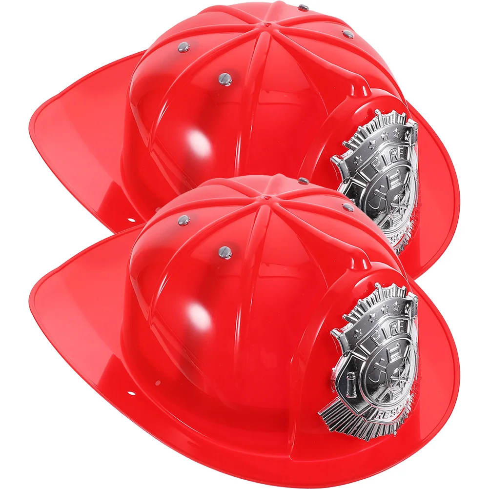 

2 Pcs Fire Truck for Boys Toddler Bonnet Fireman Costume Accessory Long Hat Kids Toys