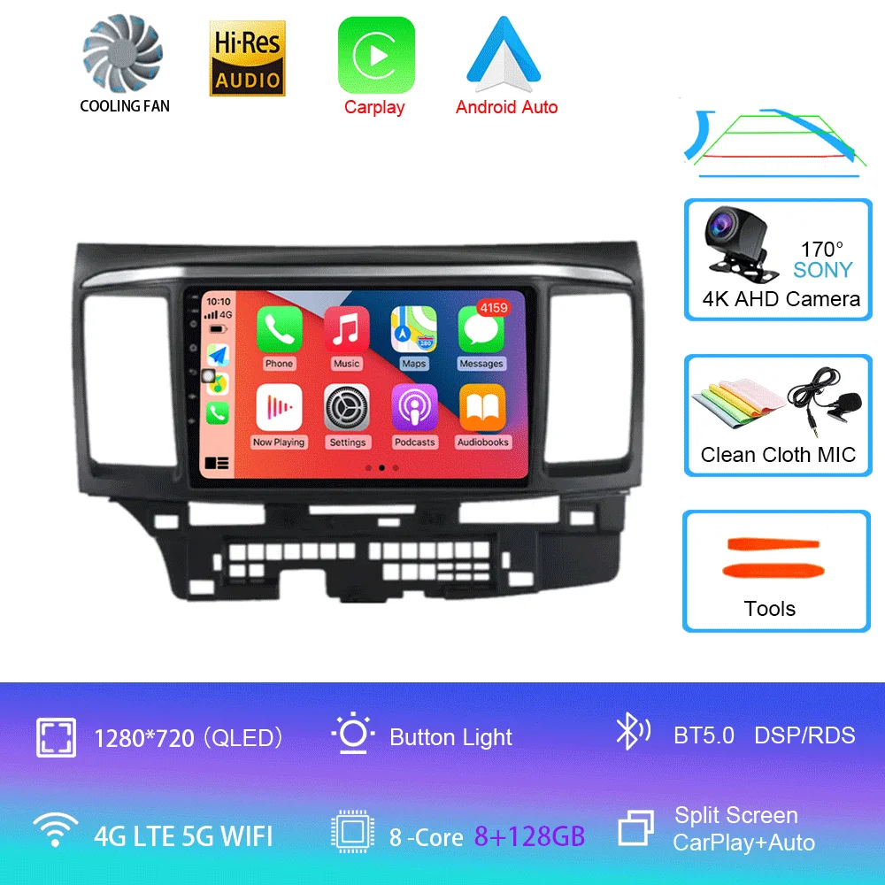 Voor MITSUBISHI LANCER 9 10 X 2008 2009 2010 2011 - 2016 9 inch Android 16 autoradio stereo audio GPS speler Carplay Auto scherm
