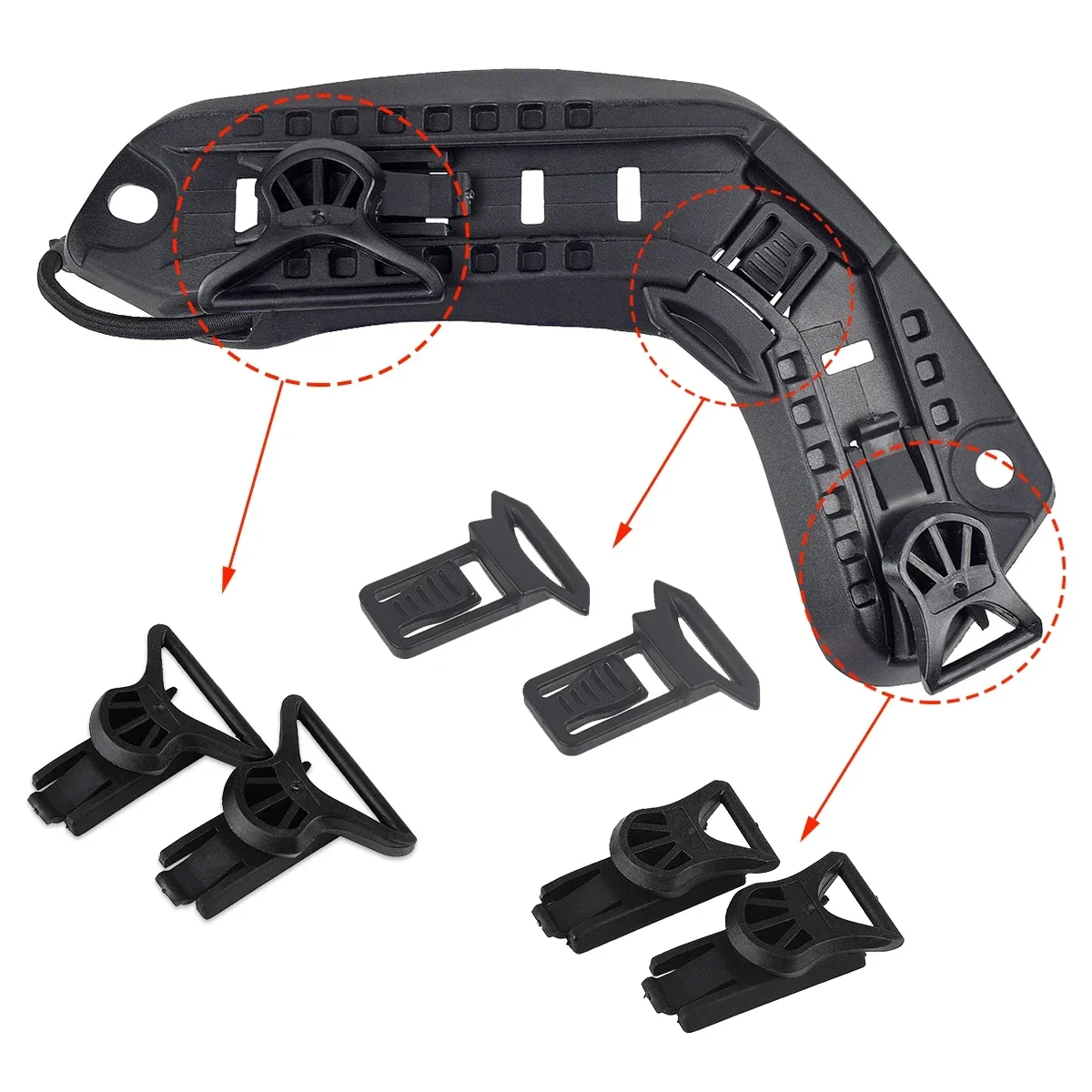 タクティカルnvg-ロータリークランプ,レールアダプター,ハンティングナイロン,クイックゴーグル,レール,回転クリップセット,ヘルメットアクセサリー