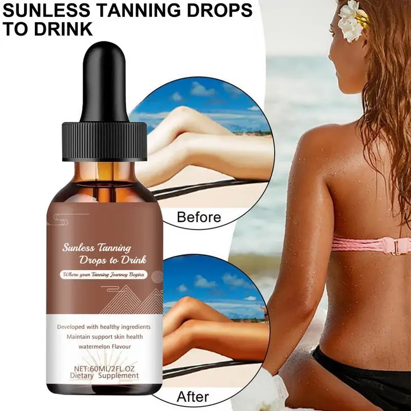 

60ml Body Self Tanner Sunless Tanning Lotion Body Face Preventing Sunburn Sunless Tanning Drops Natural Sunless Tan Enhancer