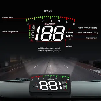 A900 Otomobil HUD Ekranı Araç Projeksiyon Cihazı Alarmı EOBD OBD2 Baş Üstü Ekranı devir göstergesi hız göstergesi ön cam elektronik araç aksesuarları 10 best sales Obd devir - №8
