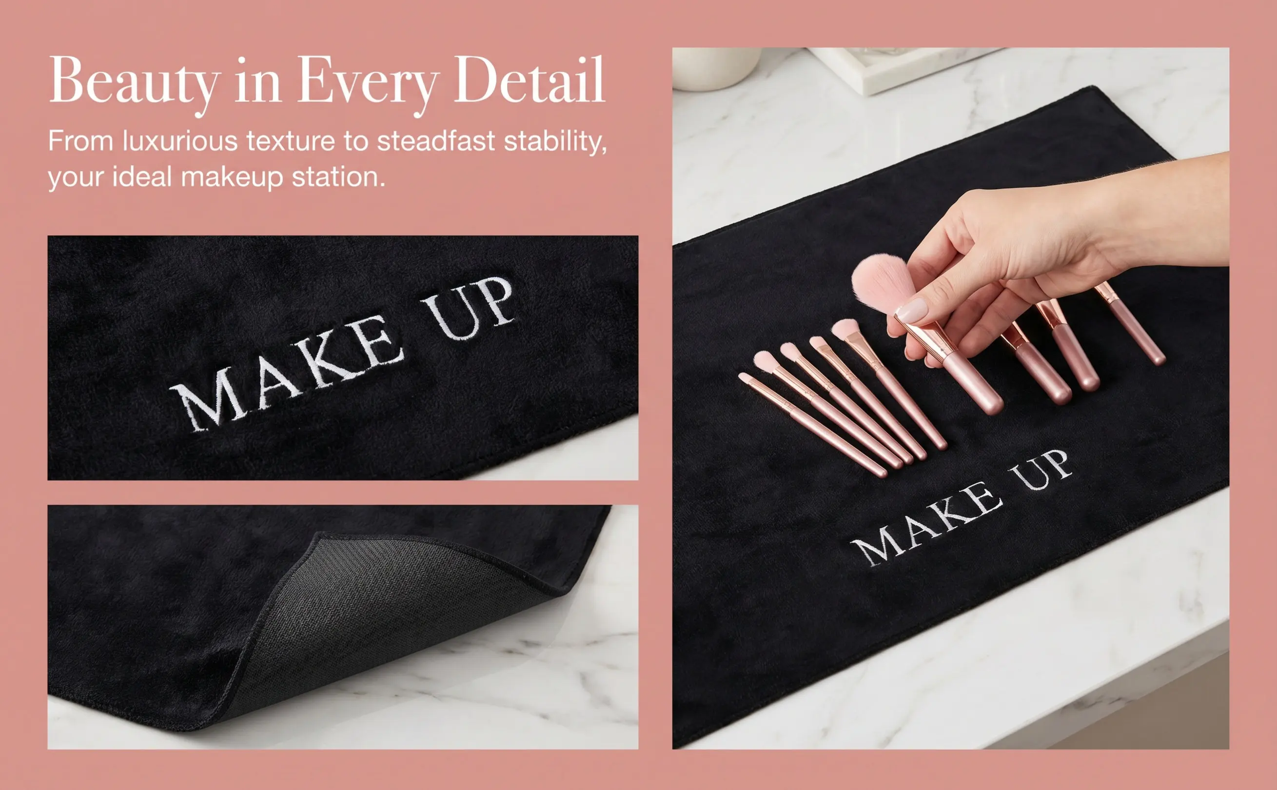 Makeup Mat for Vanity Desk Waterproof Oilproof Non Slip Bottom Cloth Mat Easy to Clean Makeup Table Workstation Vanity Pad