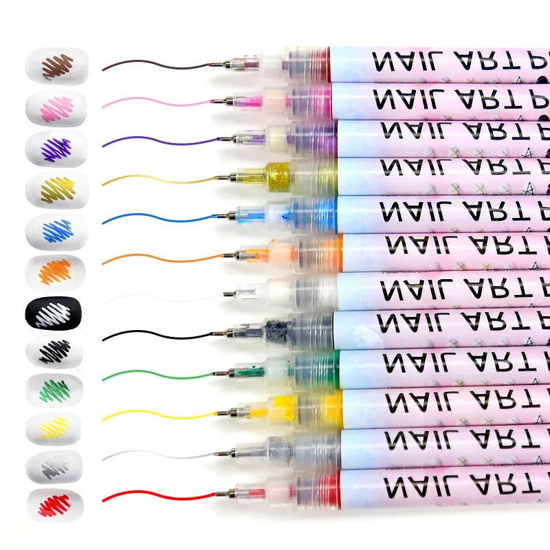 12 Piece Waterproof Nail Art Graffiti Marker Set