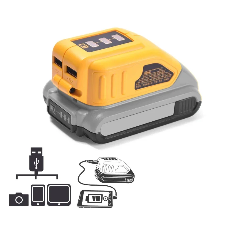 Chargeur convertisseur USB pour DEWALT, convertisseur de batterie Li-ion 14.4V 18V 20V DCB090, adaptateur de charge pour appareil USB, alimentation électrique