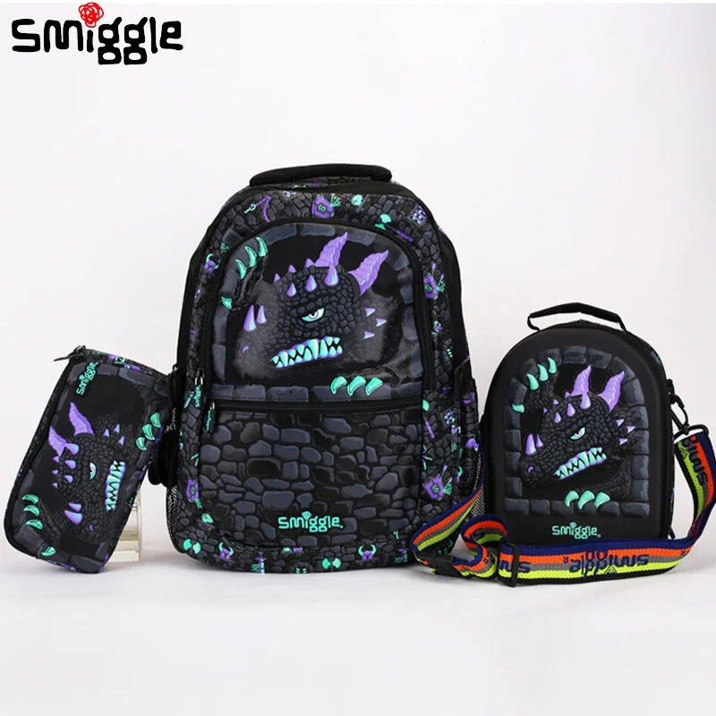 Genuine Australian Smiggle Backpack, Children'S Black Dragon Tutoring, Stress Relief, Ultra Light Backpack Wallet, Student Gift