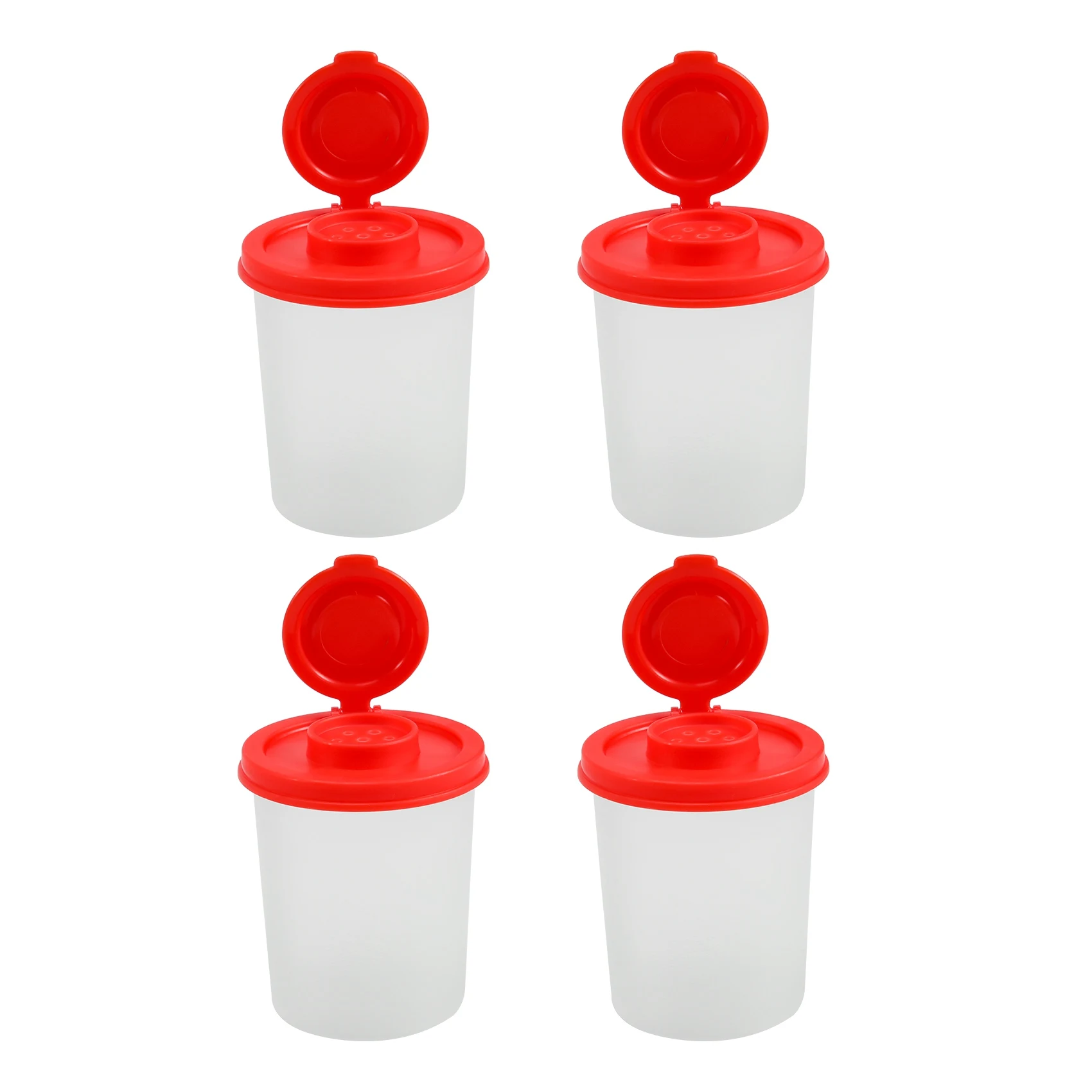 4PCS Salt and Pepper Shakers Moisture Proof Salt Shaker with Red Covers Lids Plastic Airtight Spice Jar Dispenser