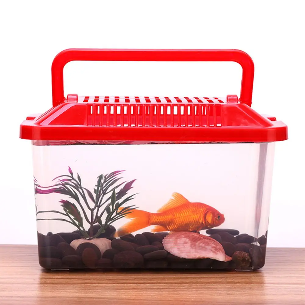 Acuario de alimentación transparente portátil, productos para mascotas, tanque de peces dorados, tanque de tortuga, caja de hámster