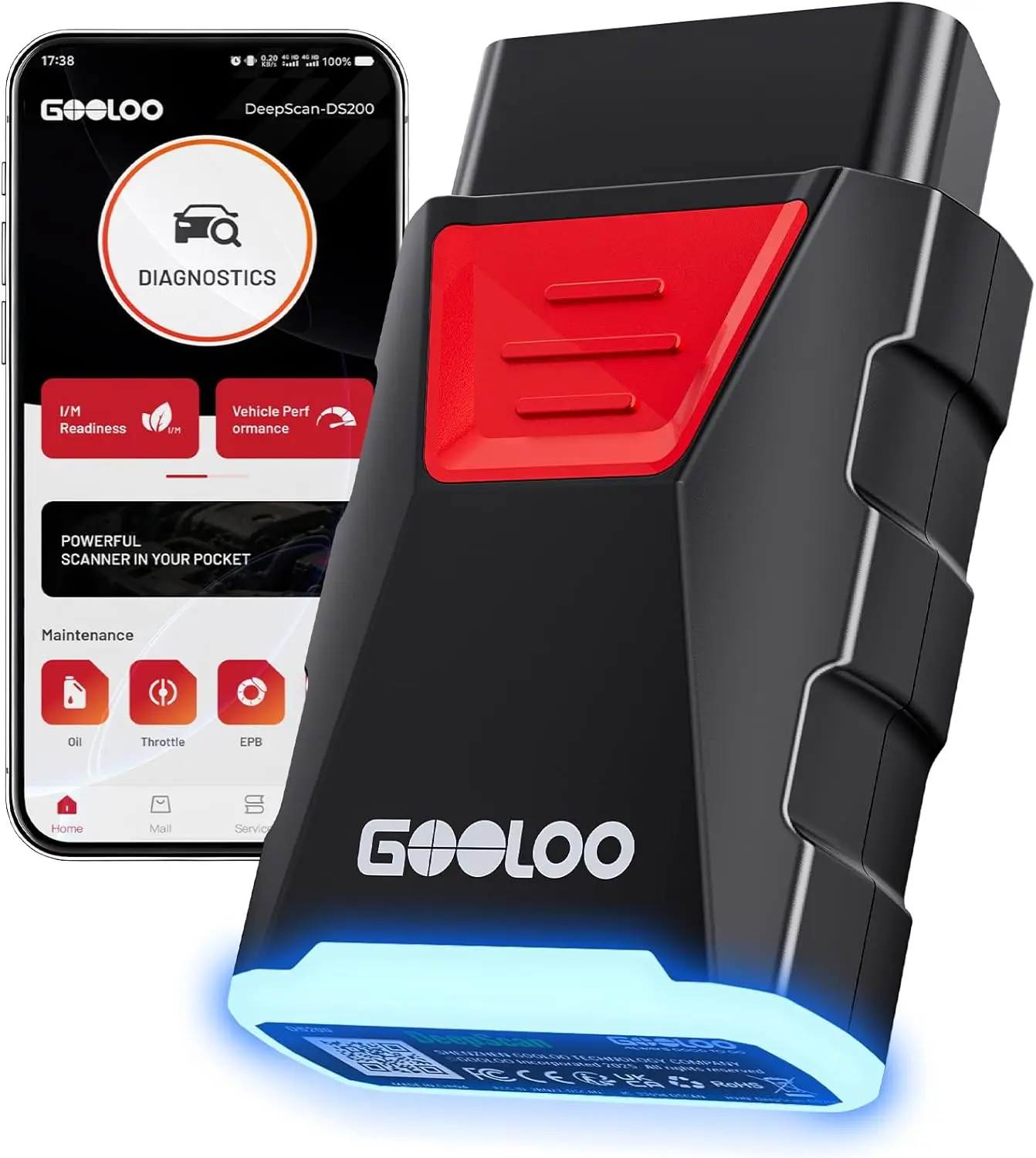 

Сканер OBD2 DEEPSCAN DS200, беспроводной диагностический инструмент Bluetooth для iOS и Android, живые данные, считыватель кодов, двунаправленное управление
