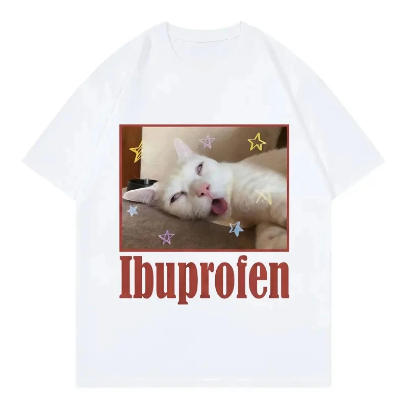 Ibuprofen Funny Cat Meme Graphic printed T Shirts Women Clothing Fashion Cute Short Sleeve T-shirt Summer Casual women T-shirts