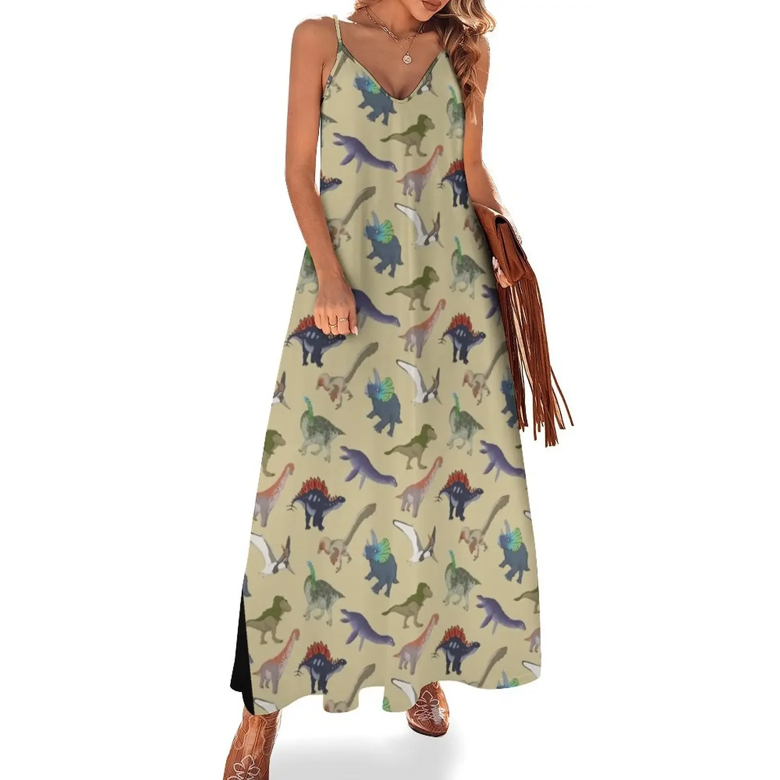 

Mesozoic Reptiles Pattern - Sand Sleeveless Dress dress for women 2025 Women's summer long dress Women's summer suit