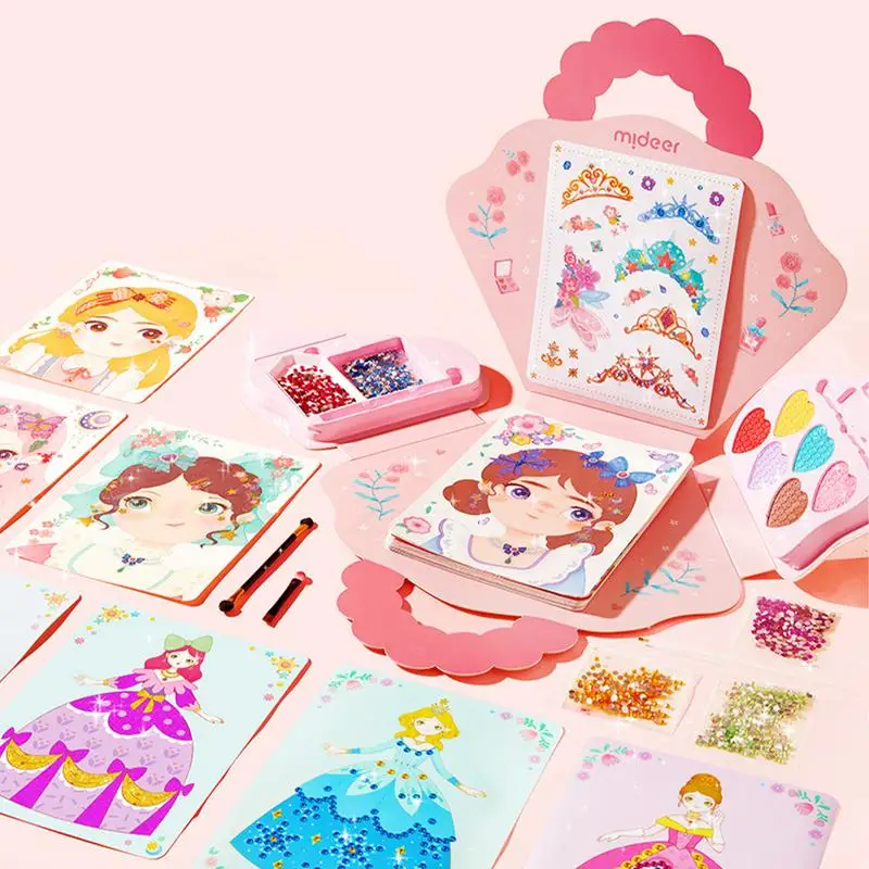 Children Dress Up Game Set Little Girl Outfit Stickers Princess Dress Up Sticker Paper Makeup Toys Girls Birthday Christmas Gift