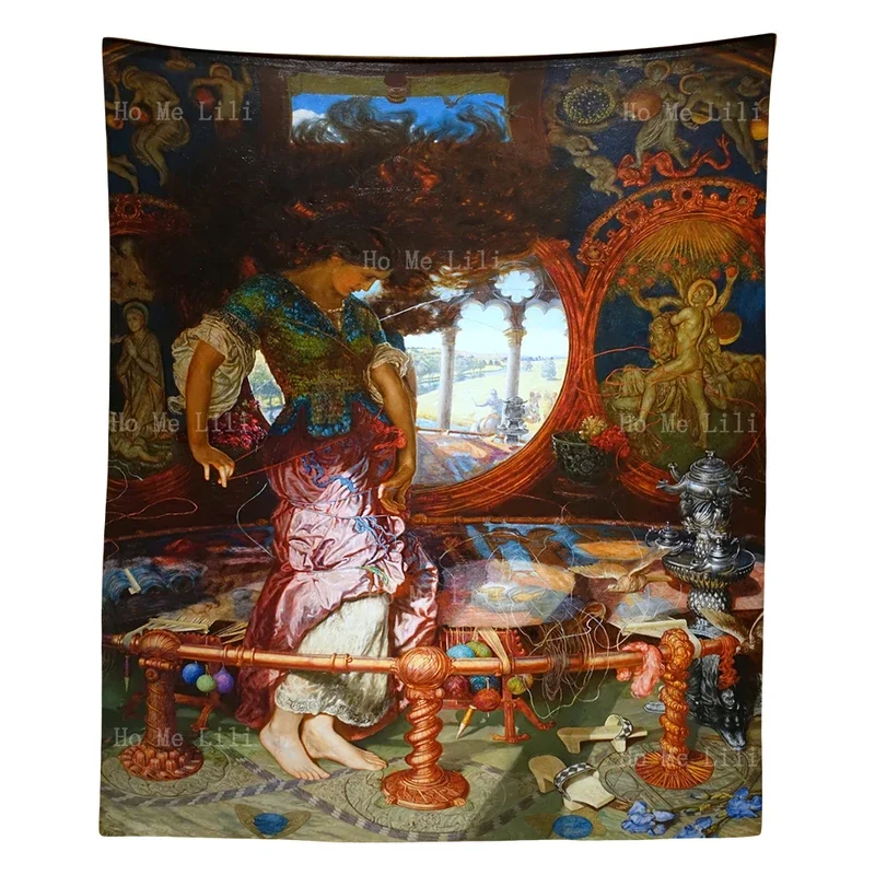 Middle Ages king Arthur Shalott virgin meryem's daughter illustration Retro Poster tapestry by Ho Me Lili for home decor