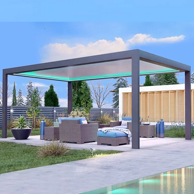 

OEM Service Outdoor Pergola Waterproof Louver Roof System Garden Bioclimatic Aluminium Pergola