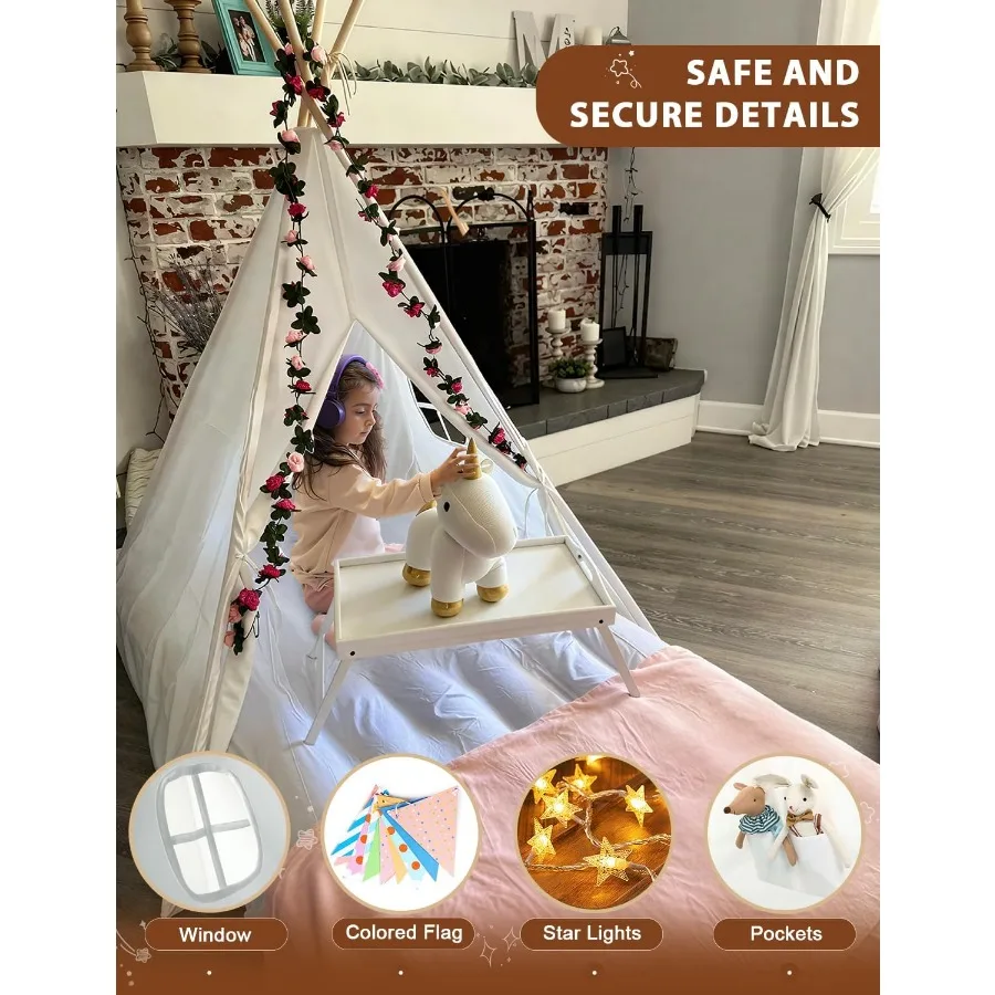 2-pack tipi tent voor met opblaasbaar luchtbed licht binnen peuter sleeptenten kamertenten voor slaapfeest buiten spelen te