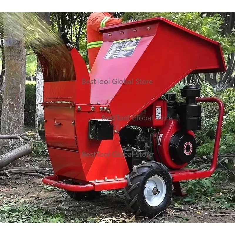 

16HP Di-esel Self-Propelled Wood Chipper Shr-edder 15cm Ind-ustrial Ba-rrel for Bar-rel Rub-ber Product Making Machinery