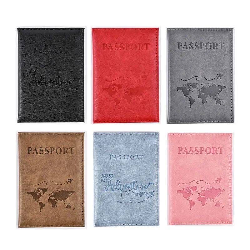 Funda de pasaporte para mujeres y hombres, funda de cuero PU para pasaporte, tarjetero de identificación, paquete de funda para tarjetas, accesorios