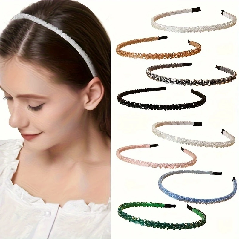 2pcs/Set Handmade Beaded Headband Exquisite Crystal Rhinestone Flower Imitation Pearl Hairbands Women Hair Accessories