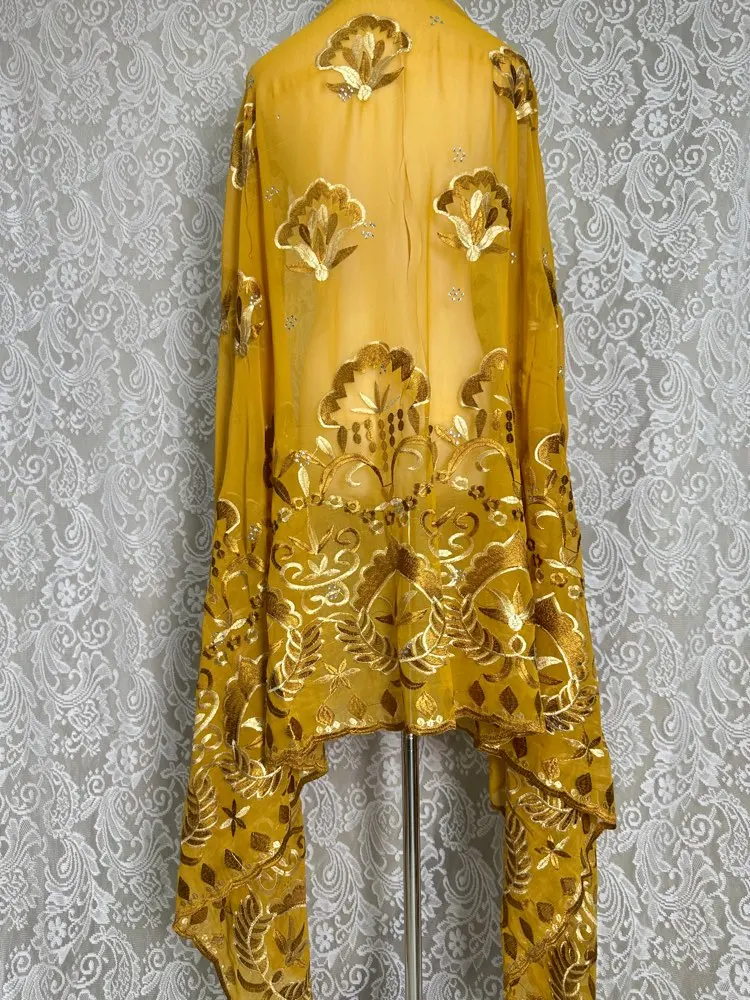 وشاح حجاب إسلامي أفريقي بالجملة 2 متر × 1 متر زهور تقليدية أنيقة قابلة للتنفس شال شيفون رخيص للنساء الصلاة أفريقيا #3