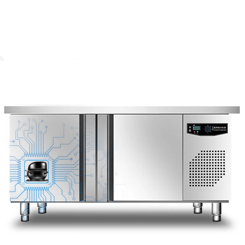 

Commercial Kitchen Worktop Cooler Stainless Steel Chiller Countertop Salad Bar Frozen Pizza Cabinet Dining Area