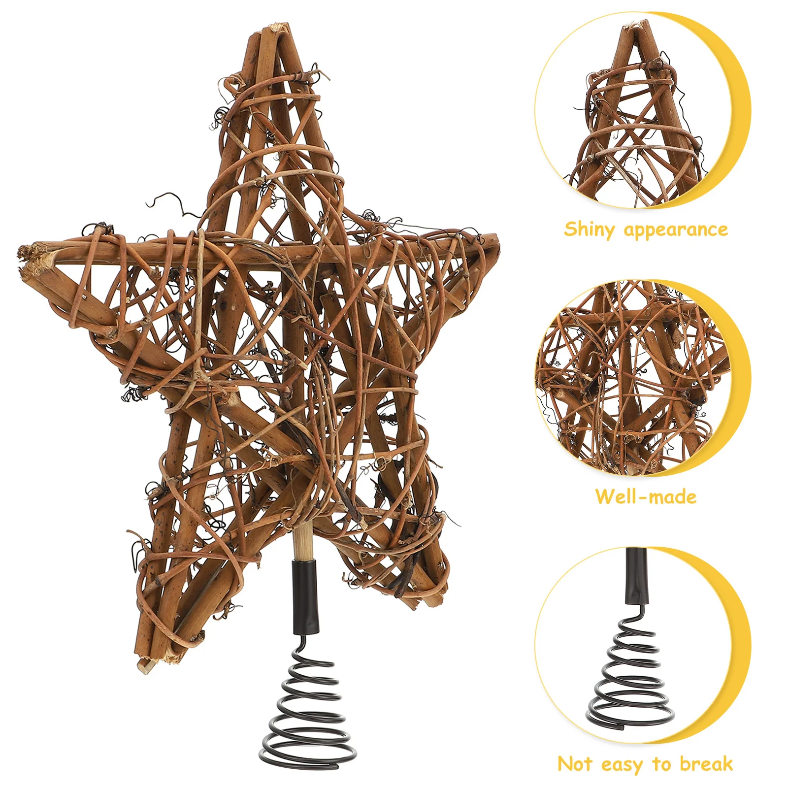 Decorate Christmas Tree Pentagram Man Decorations Rattan Iron Star Topper Five-pointed Adornment