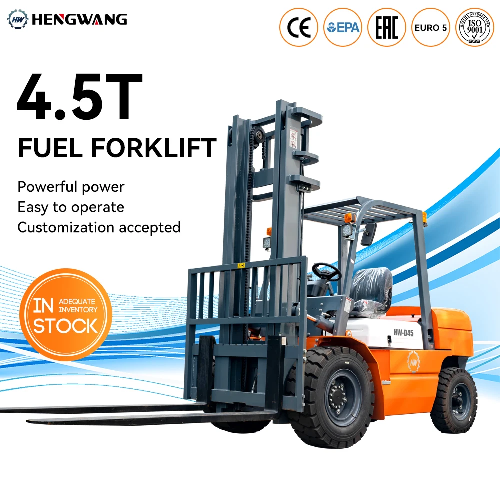 رافعة شوكية ديزل رائجة البيع 4.5 طن رافعة شوكية للوقود الهيدروليكي مع شوكة 1.22 متر متوفرة في المخزون مصنوعة في الصين قابلة للتخصيص