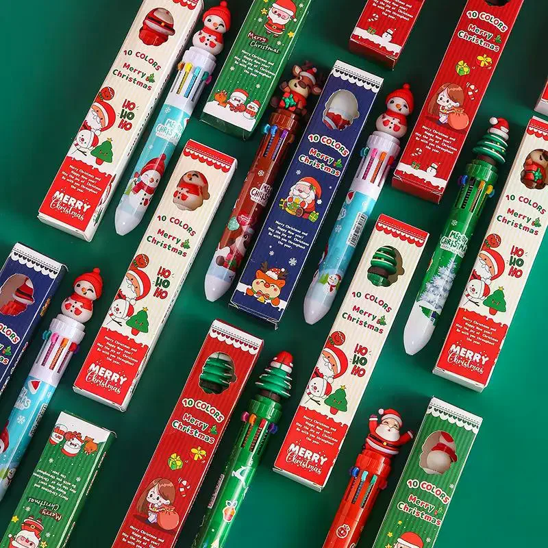 

2Boxs Cute Cartoon Ten Color Ballpoint Pen Creative Color Hand Account Press Pen Student Christmas Stationery Supplies Gifts