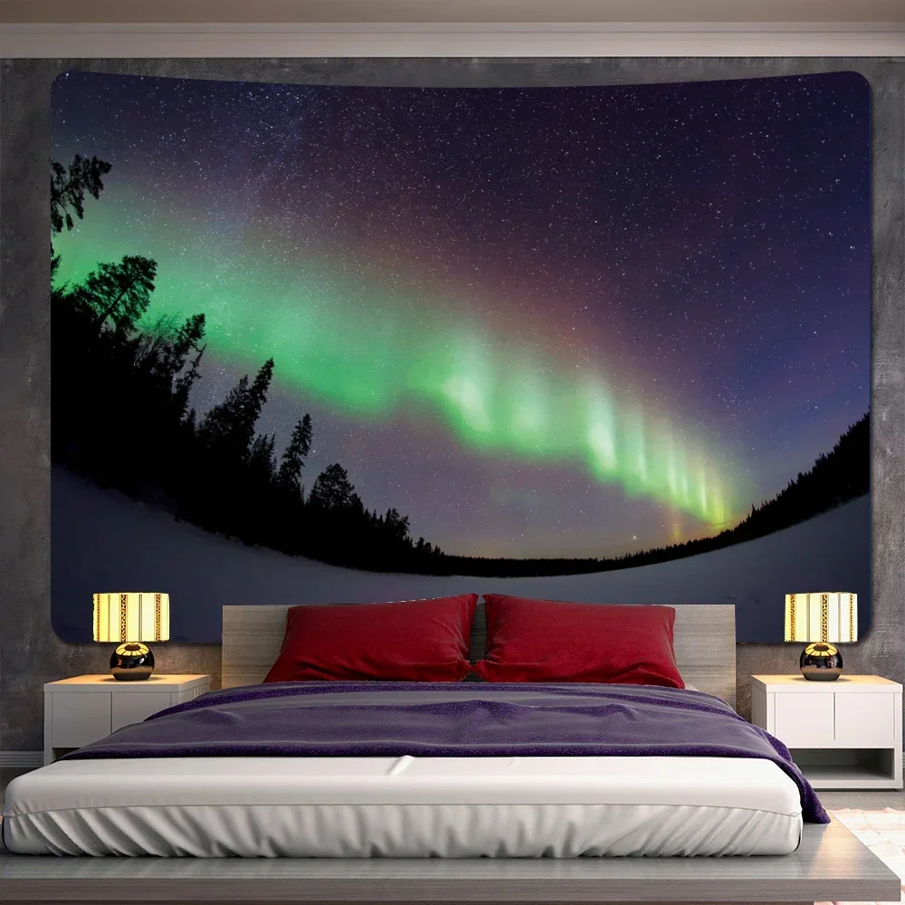 Night Northern Lights Psychedelic Scene Home Decoration Art Tapestry Tarot Bohemian Decoration Wall Mounted Yoga Mattress