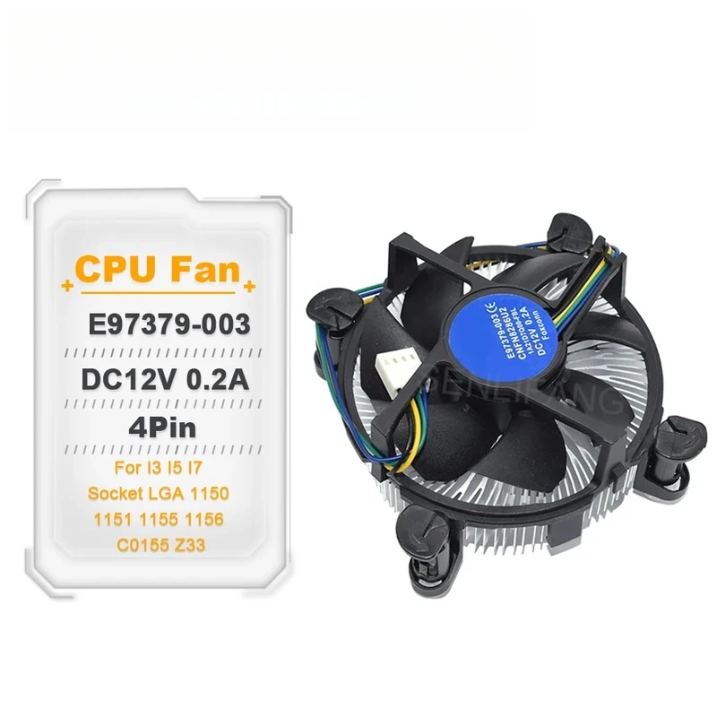 CHJDC12V 0.2A E97379-003 Aluminum Heatsink For Intel Core i3 i5 i7 Socket LGA 1150 1151 1155 1156 C0155 Z33 4Pin CPU Cooling Fan