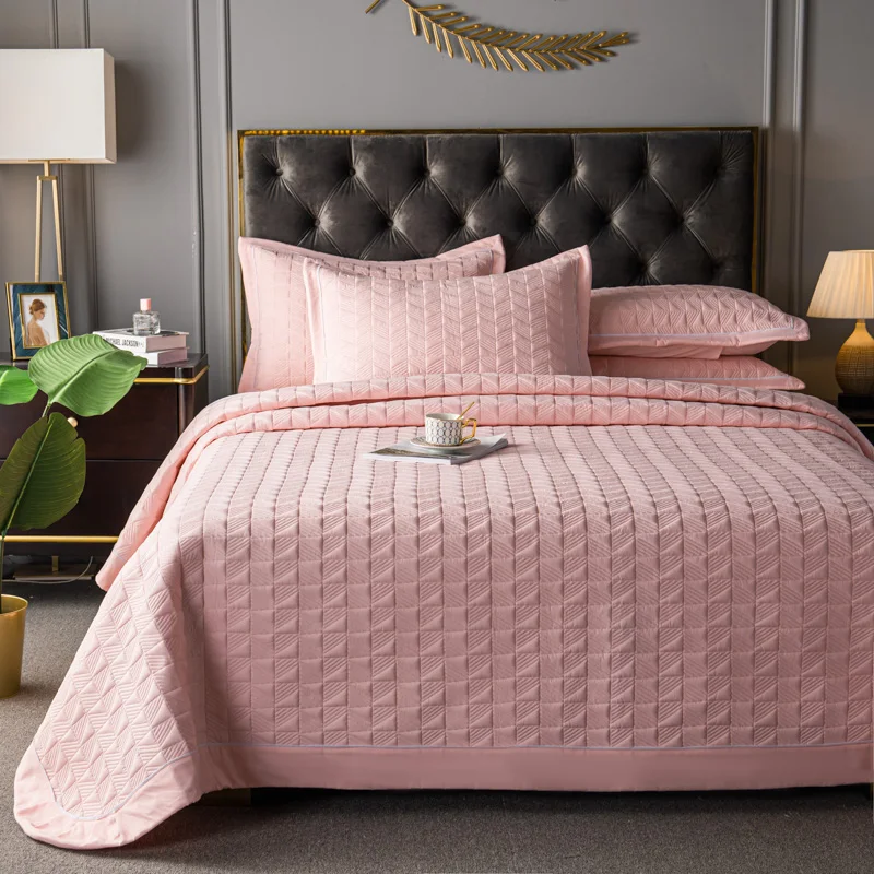 Simplicity Pink Bedspread Quilted Quilt Pillowcases Bedding Throws Blanket Plaids Coverlet Bed Cover Blankets 1-3PCS #/w