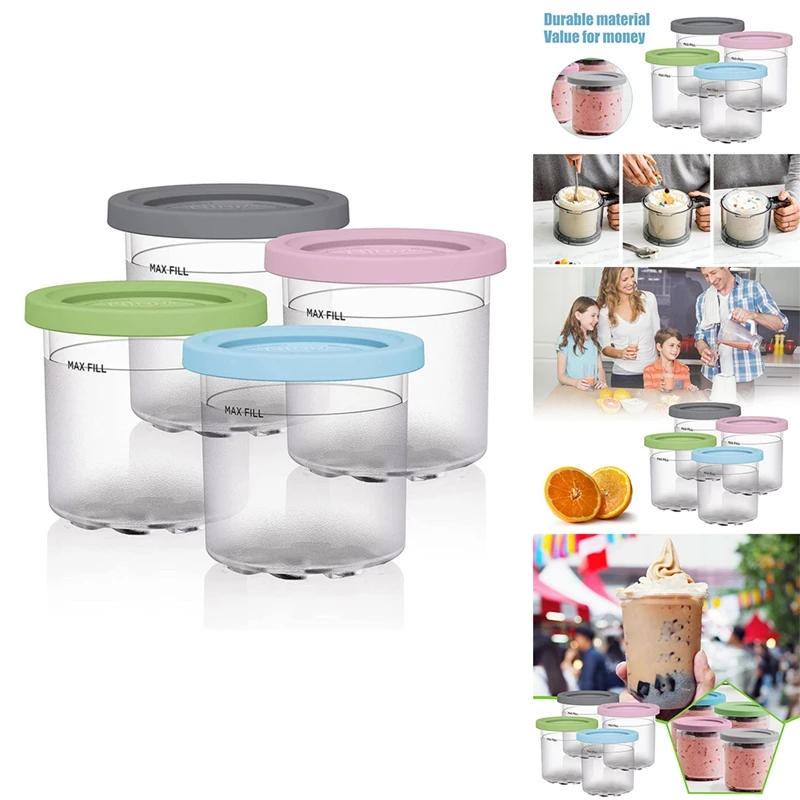 Ice Cream Pints For Ninja CN301CO Series Creami Pints Leak-Proof Dessert Gelato Sorbet Homemade Ice Cream