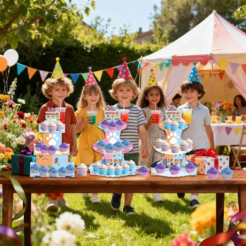 

Bluey 3-Layer Paper Cake Tower Cartoon Theme for Baby Shower Birthday Party Decoration Anime Peripherals Gift