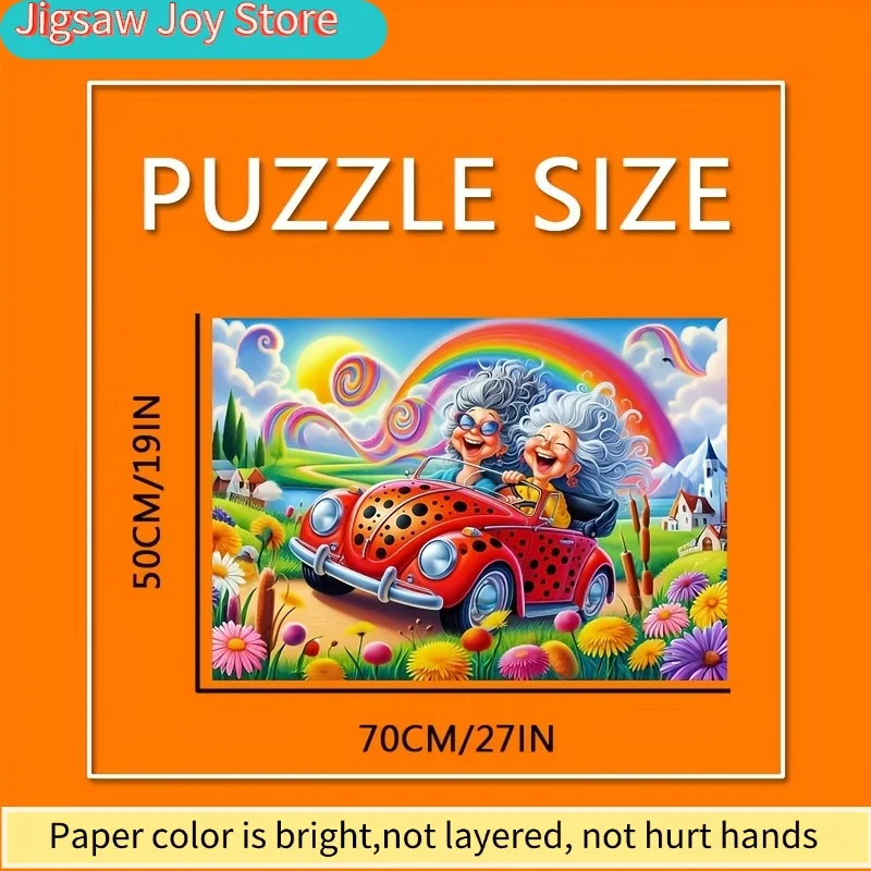 A Thousand-Piece Puzzle Featuring Joyful Sisters in Driving Scenes, This Portable Cuboid Art Decoration Is Perfect for Those W