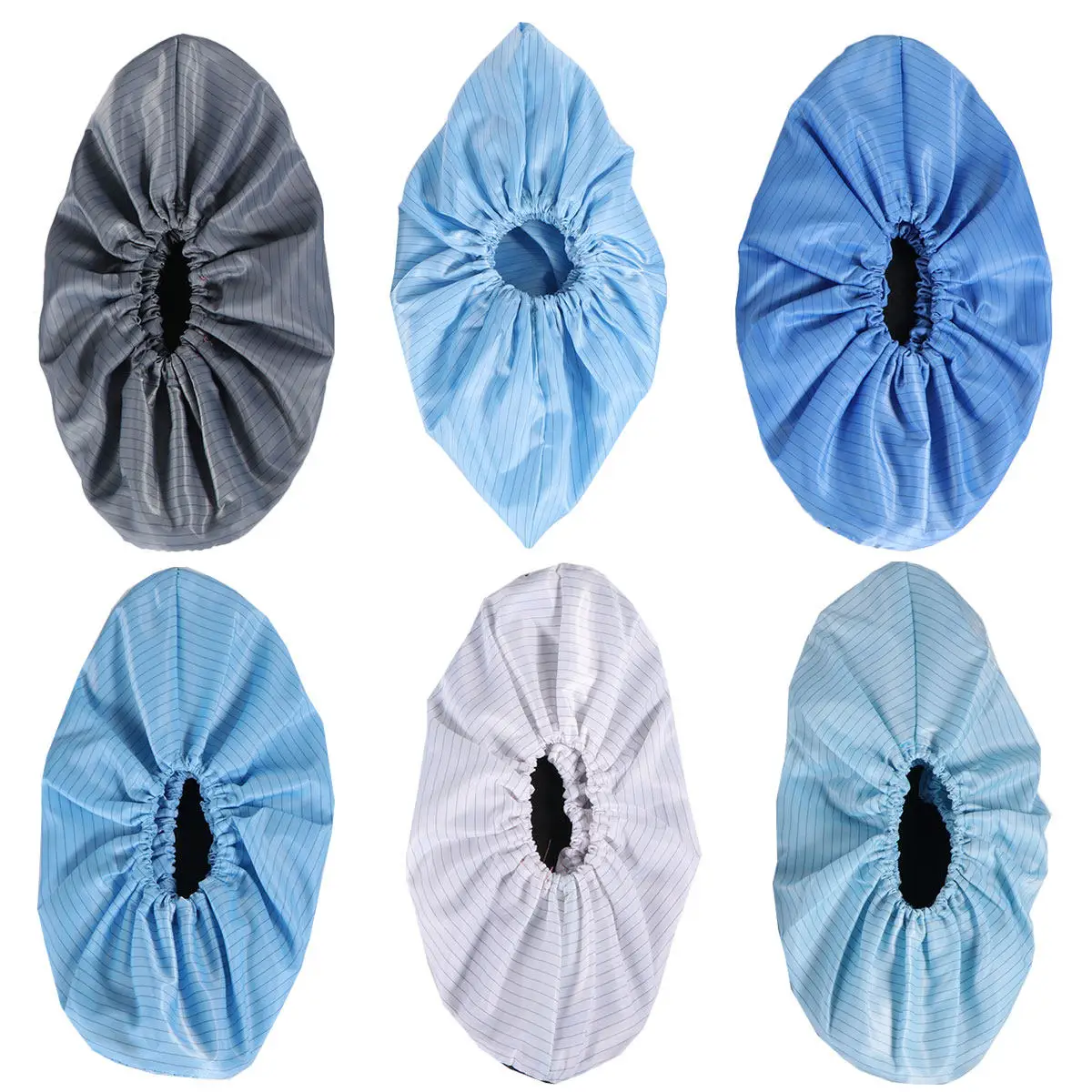 

6Pairs Polyester Anti-Static Shoe Covers Static-Free Washable Reusable Thick Non-Slip One-Size-Fit-All Foot Workshop