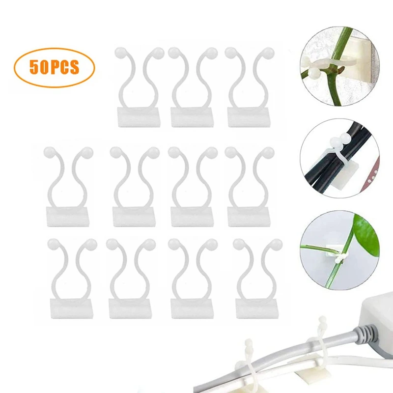 New 50PCS Invisible Wall Vines Fixture , Plant Climbing Wall Fixture Clips, For Home Garden Wall Sticky Hook Middle