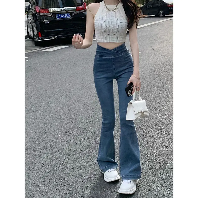 Asymmetrica Jeans Bell Bottom Pants Woman Denim Jeans Pants For Women 2024 High Waisted Flare Leggings Skinny Vintage Hot Korean