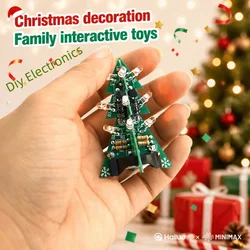 DIY Electronics Kit 3D Christmas Tree Soldering Practice Electronic Science Assembly Kit 3 Color Flashing LED PCB