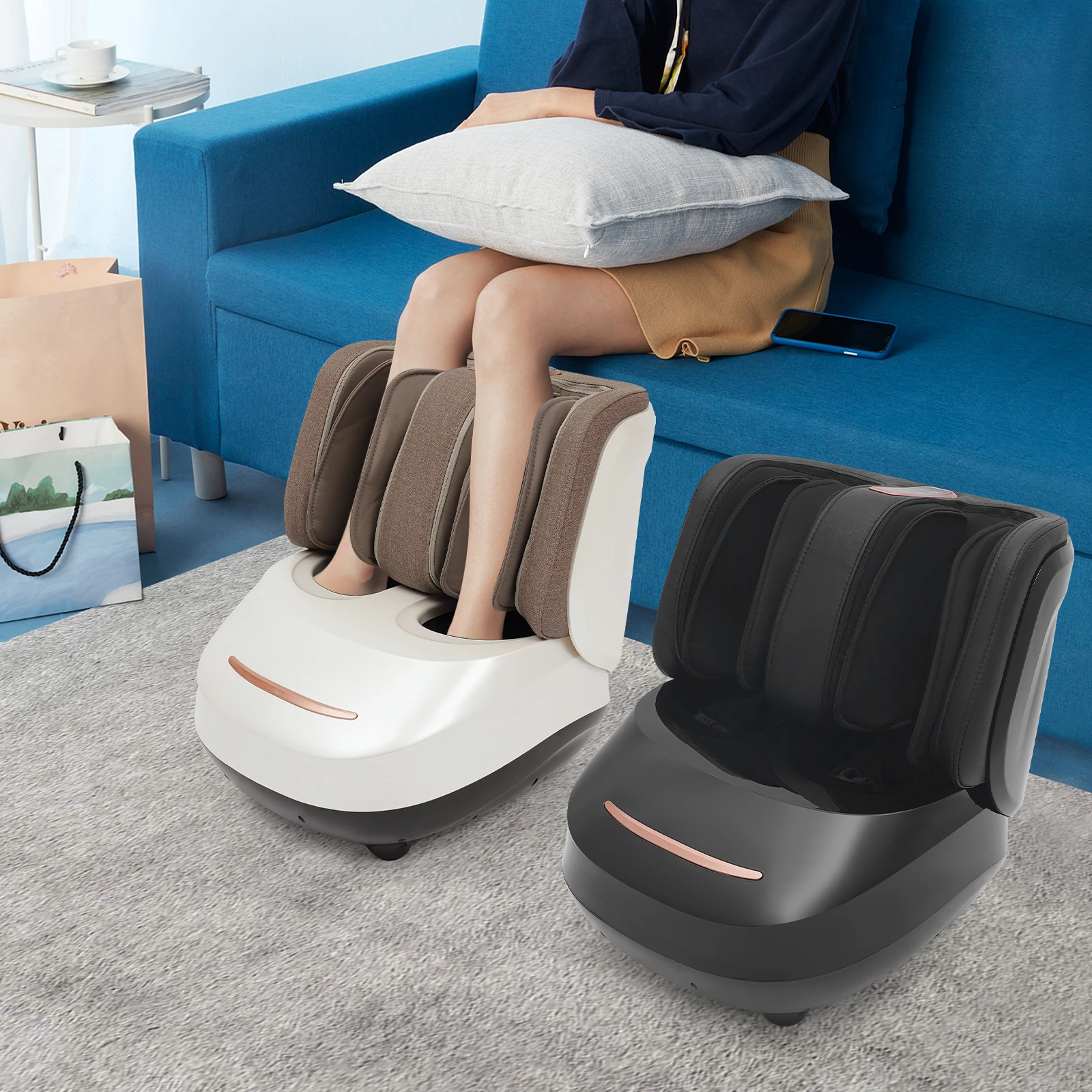 Intelligentes Beinmassagegerät, tiefes Kneten von Waden, Fußmassagegerät, 3-stufiges Akupunkturpunkt-Beinstraffung mit Airbag für 35–47 Fußgröße – Detail 4