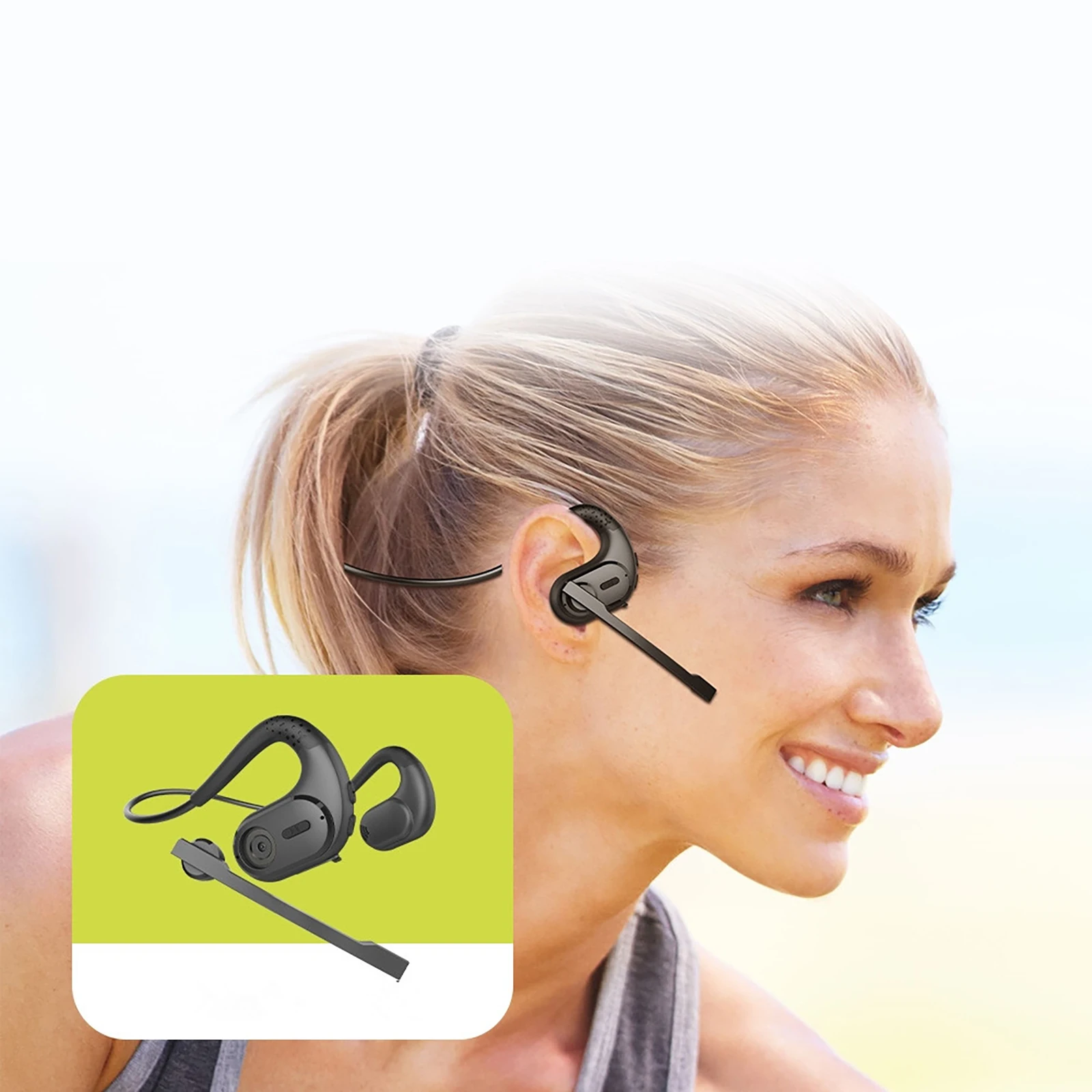 Bluetooth 5.3 Air Conductive Headset Wireless Open Ear Headphones With Noise-Canceling Microphone Type-C Fast Charging Earphones