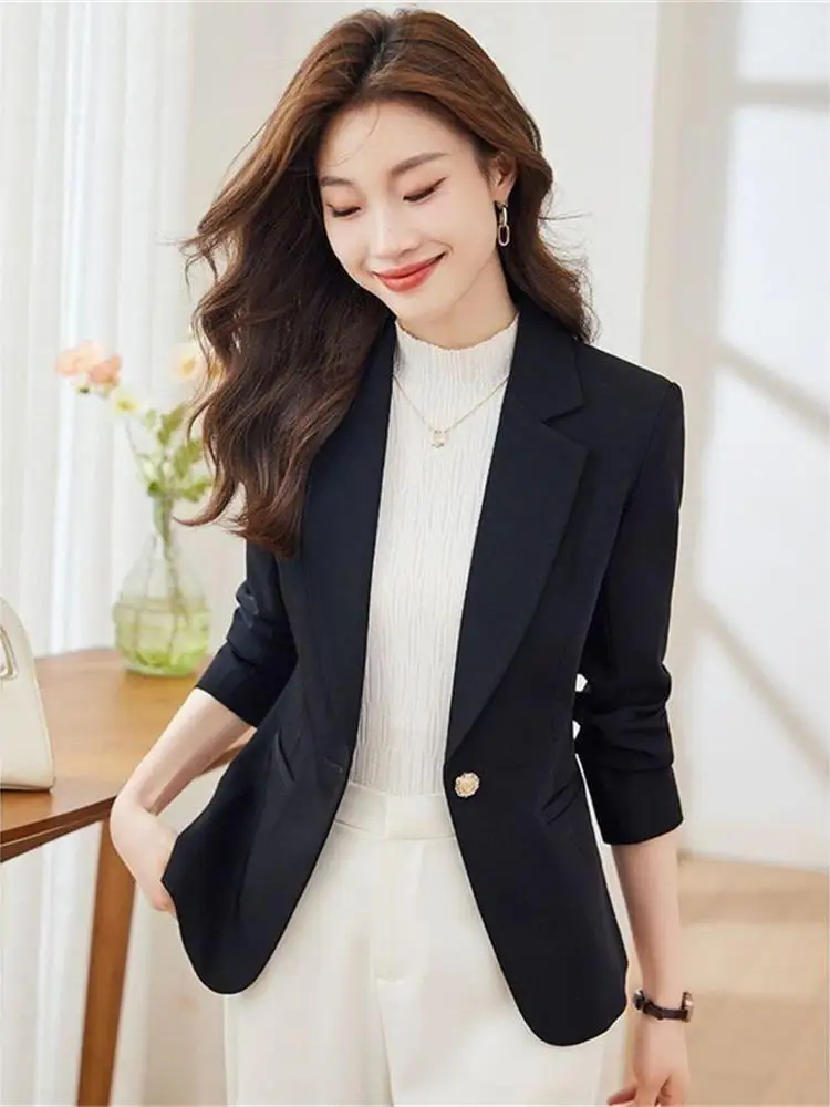 

Faionable Cleanfit ort Suit Jaet for Women Profional Interview Clothing Spring Autumn Sle Ele Slim Fit Suit
