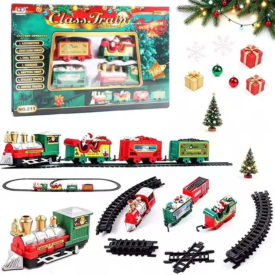 Realistic Christmas Electric Train Set,Easy To Ass-emble & Safe For Kids Gift & Party Home Xmas Tree Decorations
