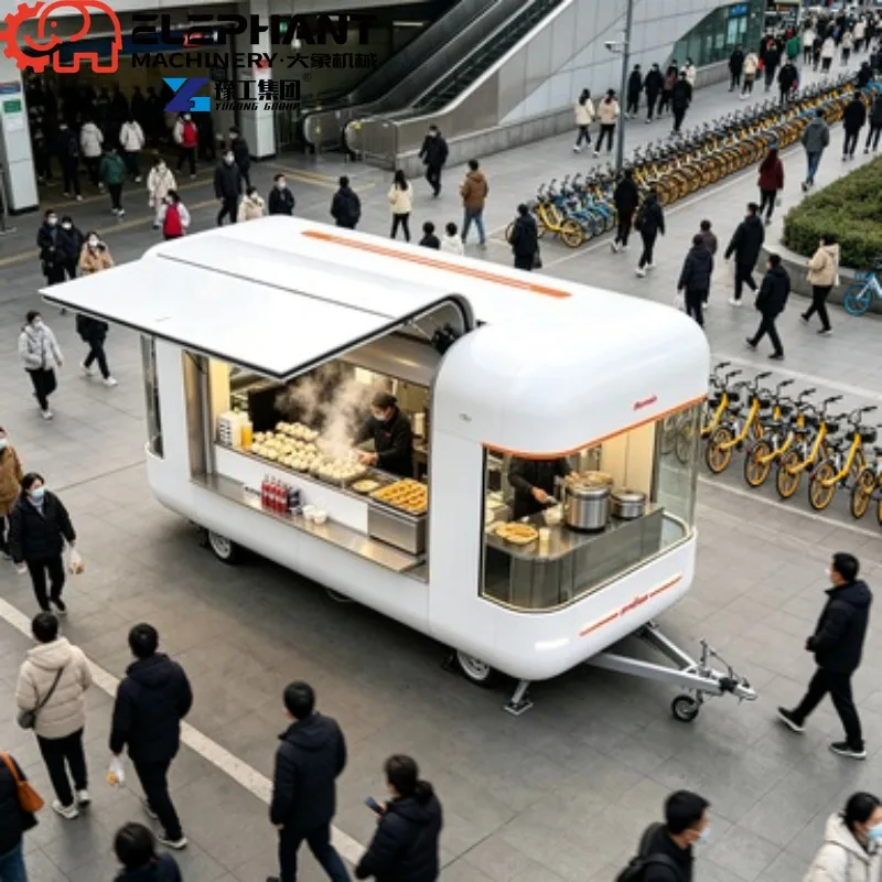 Premium Stainless Steel Food Trailer, Fully Equipped Kitchen Mobile Food Truck For Pizza, BBQ and Fast Food Commercial Vending