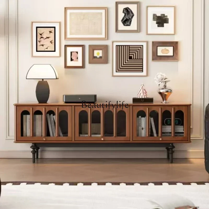 

yj5 American retro solid wood TV cabinet living room French custom ash wood cabinet