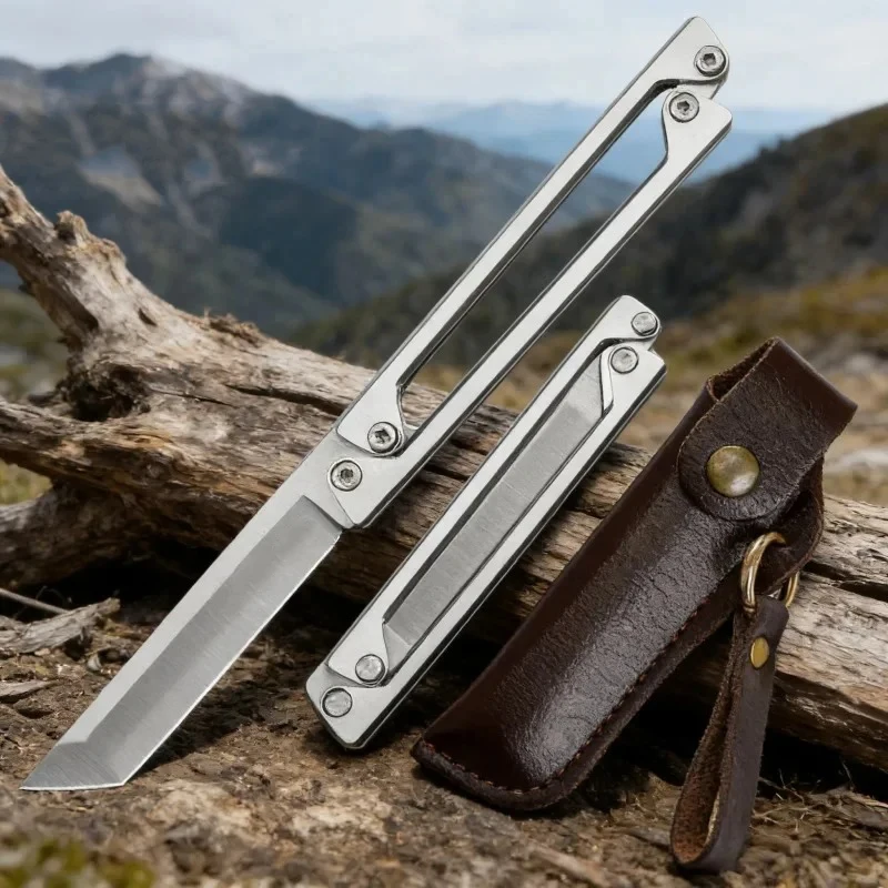1PC Full steel hollow-out camping knife, rotating deployment, camping unboxing, rope cutting, lightweight outdoor cutting