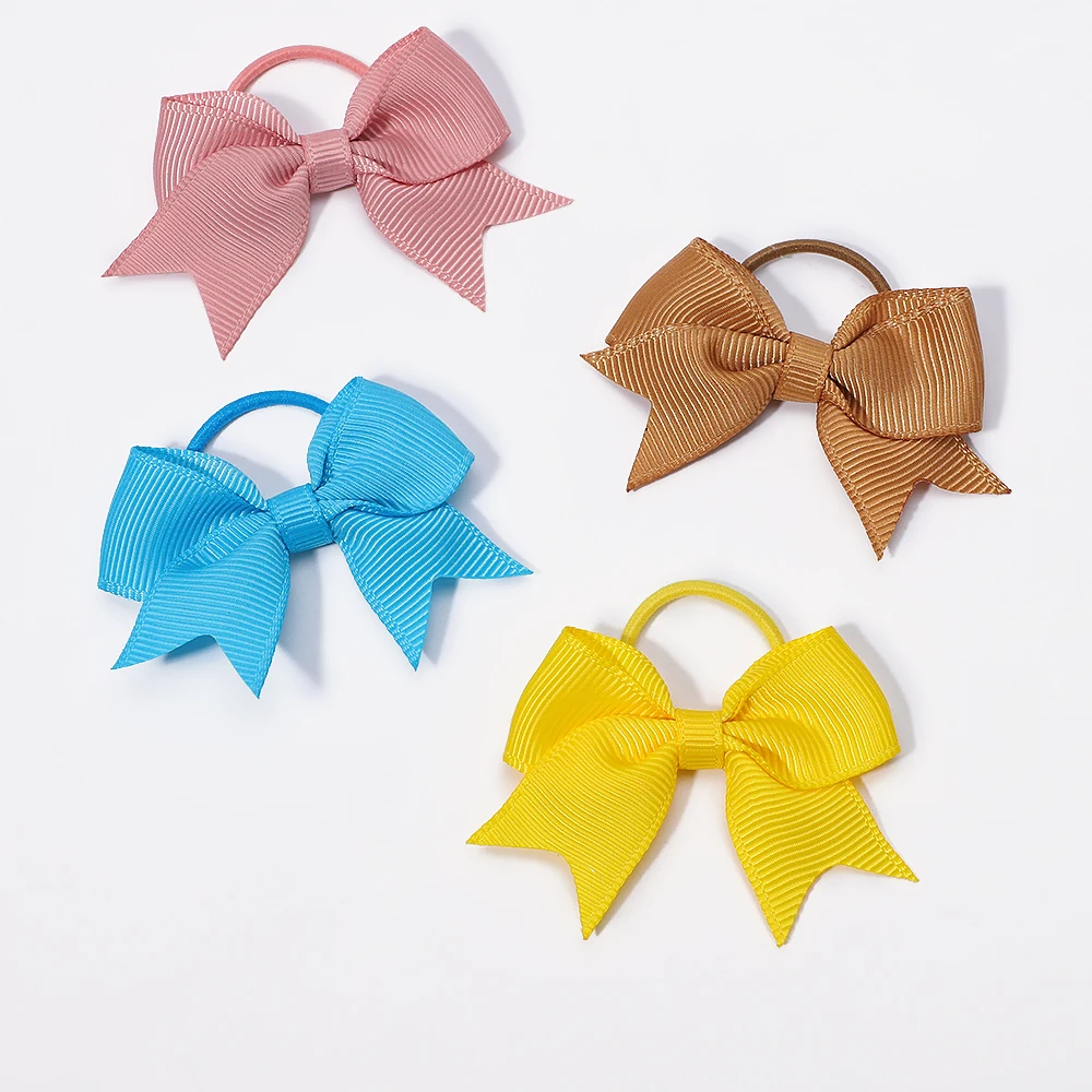 10Pcs/lot Cute Grosgrain Ribbon Pigtail Hair Bows Elastic Hair Ties Hair Bands Holders Girls Newborn Baby Hair Accessories Gift