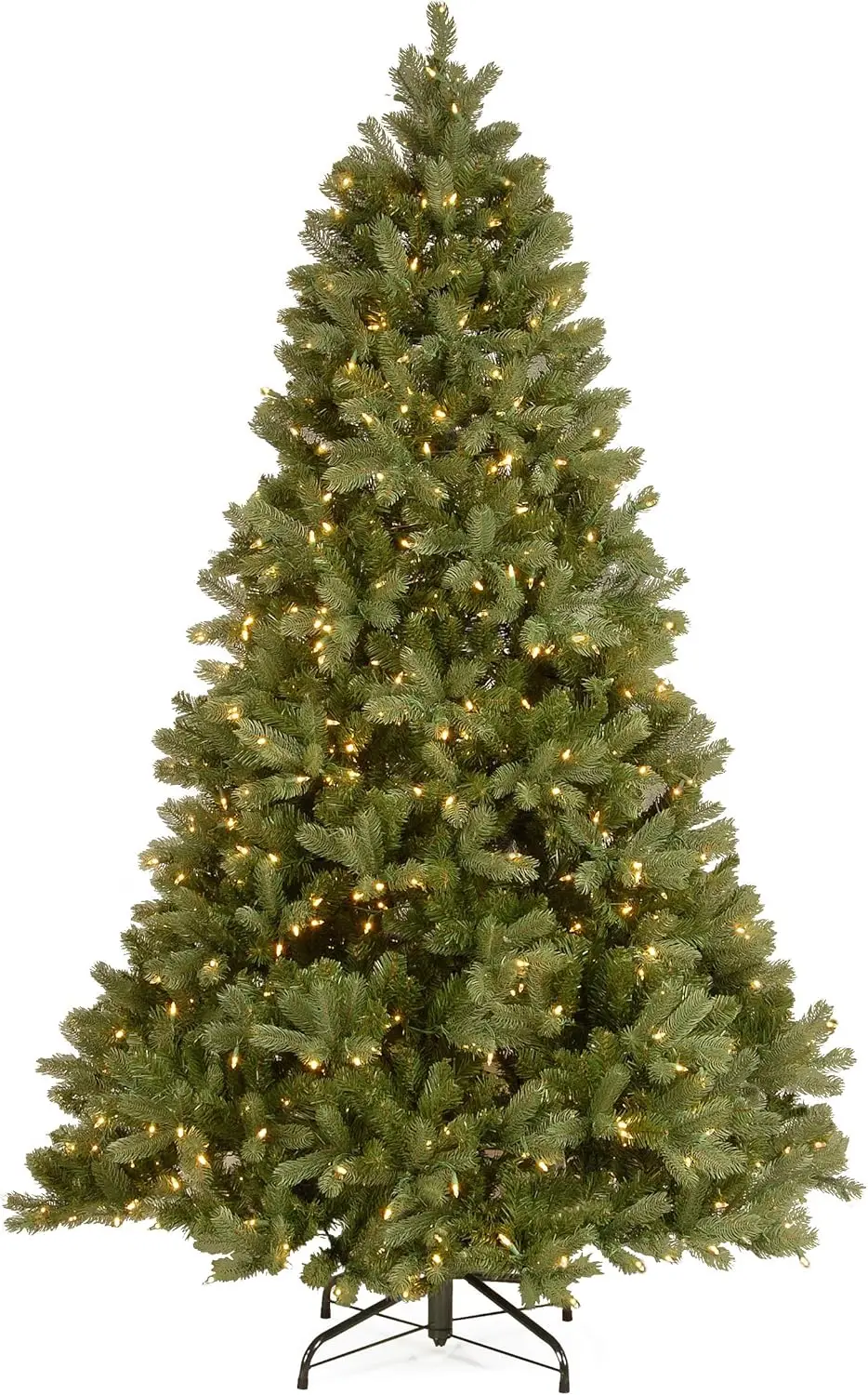 'Feel Real' Artificial Full Downswept Christmas Tree, Green, Douglas Fir, White Lights, Includes S