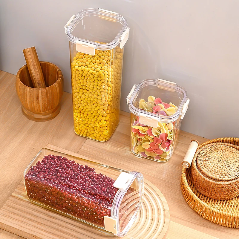 Recipientes Herméticos de Cocina para Almacenar Granos, Snacks, Frutos Secos y Otros Productos, Contenedor de Plástico a Prueba de Humedad