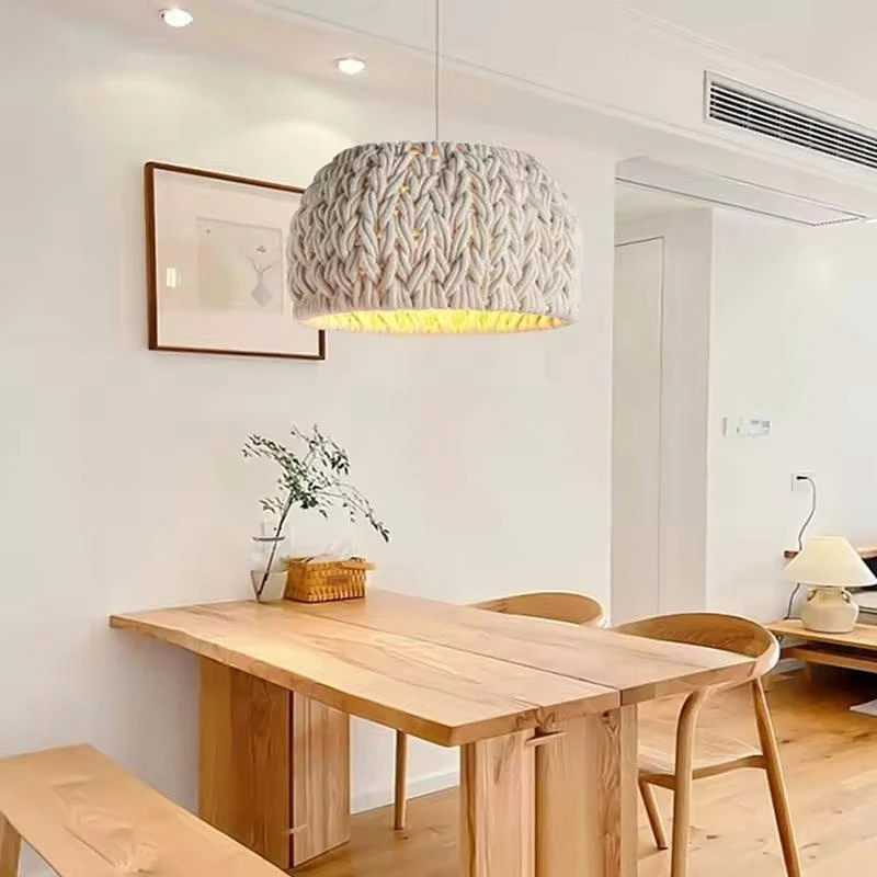 

New Hand-Woven Wabi Sabi Chandelier For Dining Room Study Loft LED Hanging Light Kitchen Island Cafe Bar Pendant Lamp Fixture