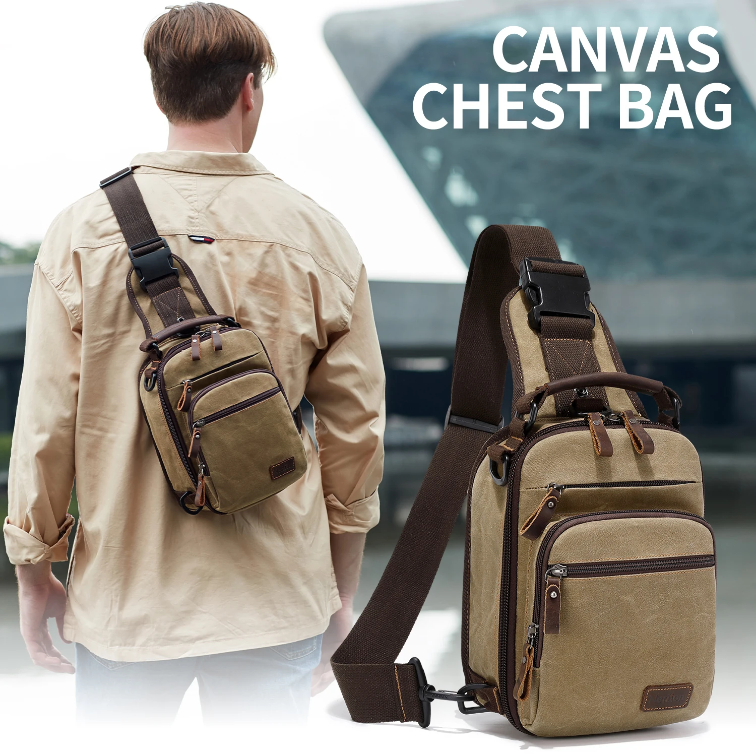 Nerlion Sling Rucksack Brust Schulter tasche für Männer gewachste Canvas Umhängetasche wasserfeste Umhängetasche Casual Daypack