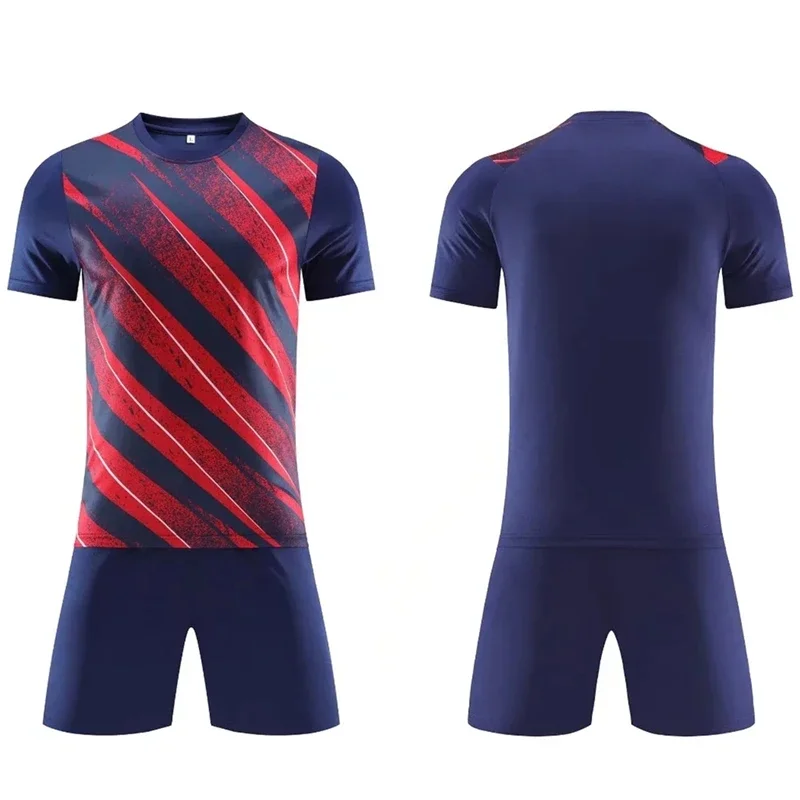 Children's Football Wear Personalized Printed Diagonal Stripe Soccer Jersey Kit Family Sport Suit T-shirt Shorts 5years Child