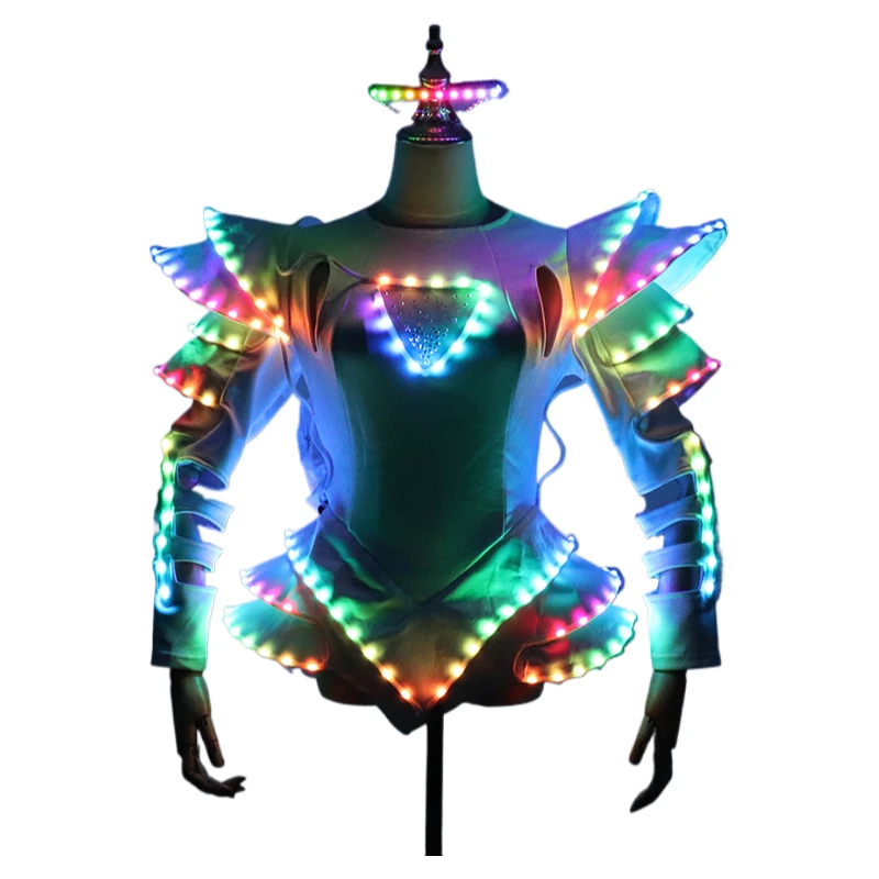 

Full Color LED Luminous Costume Suit Women Light Up Glowing Clothes LED Ballet Tutu Dress For Dancing Skirts Wedding Party